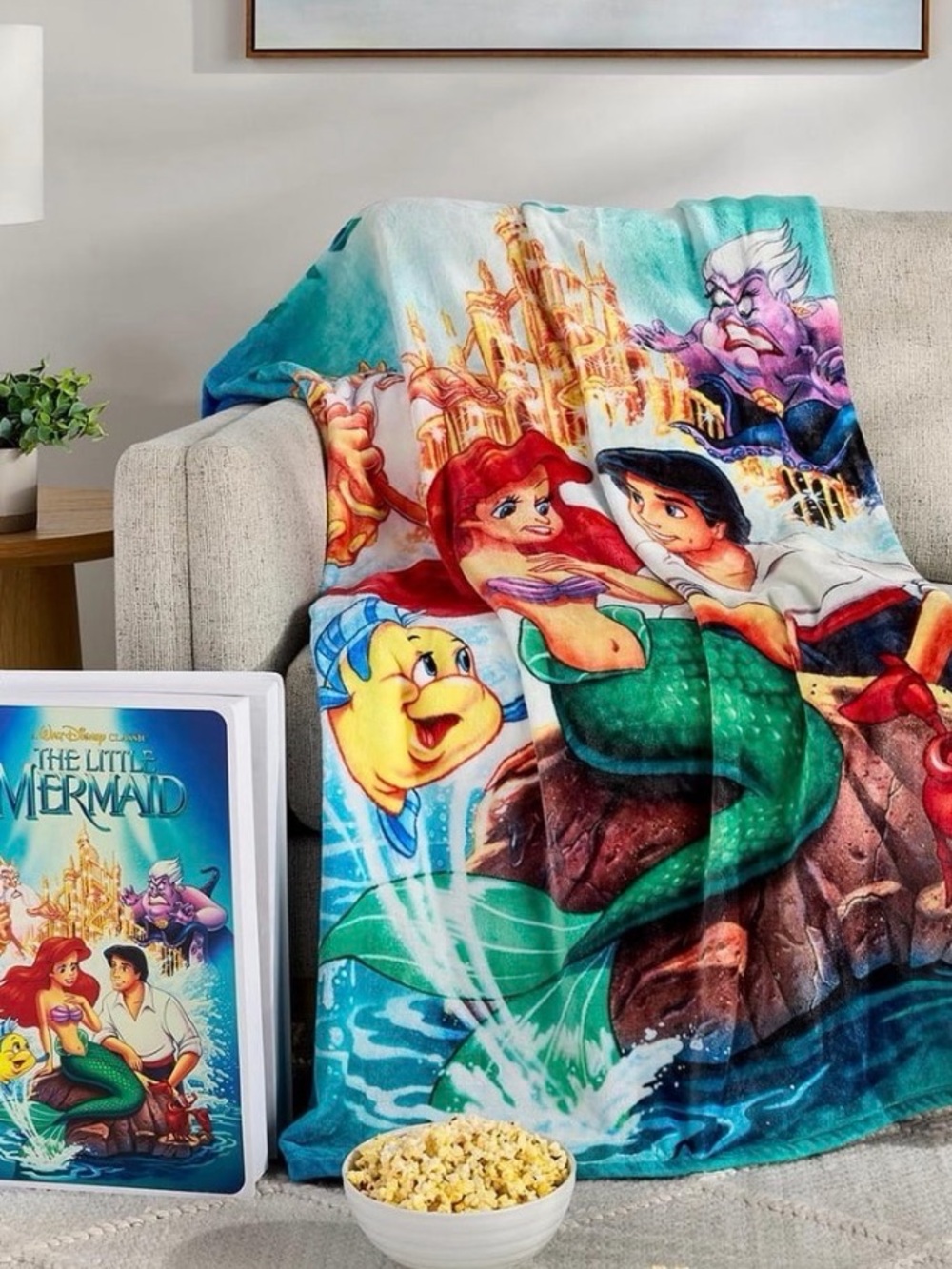 The Little Mermaid Plush Throw Blanket in Multi-Color